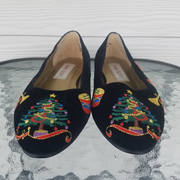 Vintage|Karen Scott Holiday Embroidered Velvet Flats, Sz 7 M - Picture 3 of 14